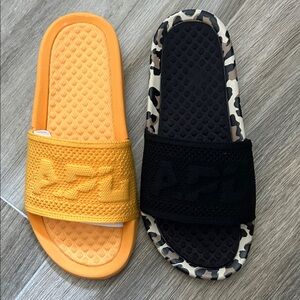 APL Dual-Tone Slide Sandals in Yellow and Black